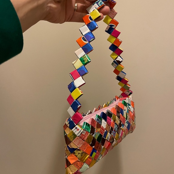 Candy Wrapper Clutch Handmade with zipper closure- big enough for an iPhone - Picture 4 of 11